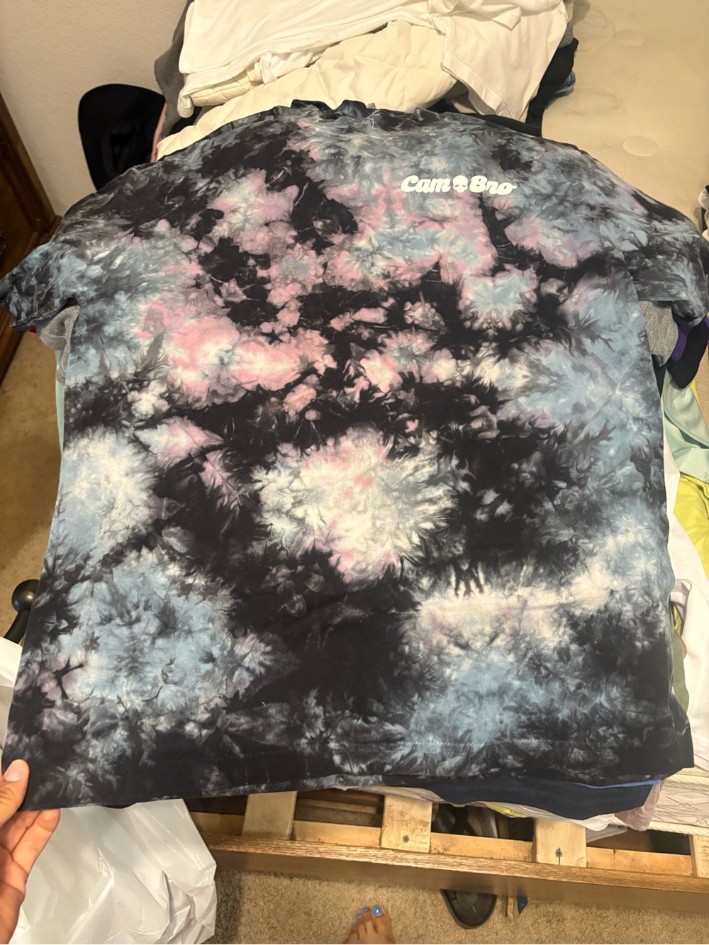 Tie-Dye Short Sleeve Tee in Black, Blue & Pink
